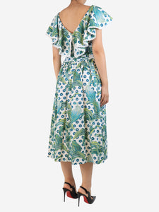 Temperley Green and white Florrie wrap dress - size UK 8