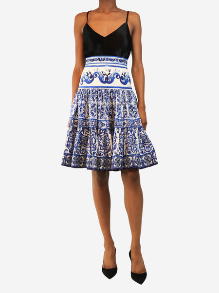 Blue printed knee-high skirt - size XS alternate image