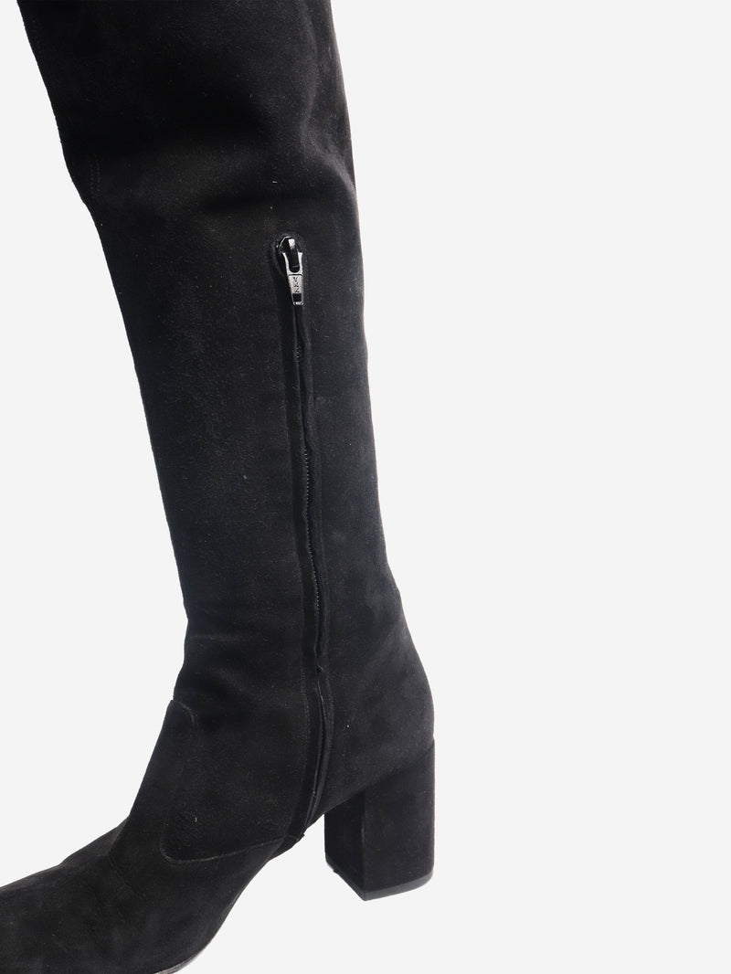 Black suede thigh-high boots - size EU 37 Boots Saint Laurent 