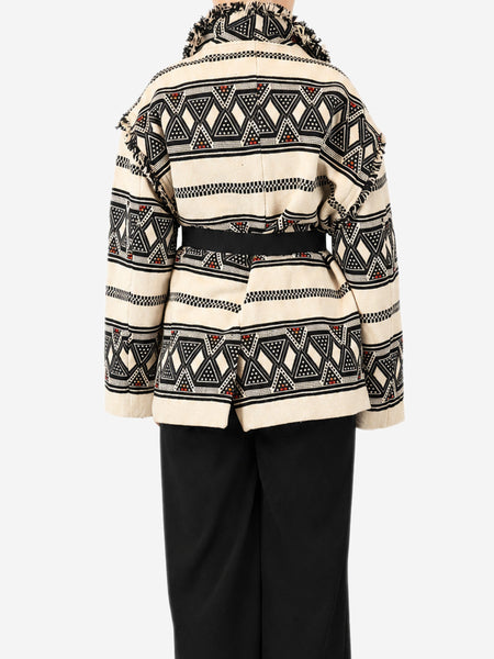 Josialo belted frayed cotton-blend jacquard jacket - size UK 12 alternate image