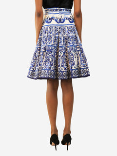 Blue printed knee-high skirt - size XS