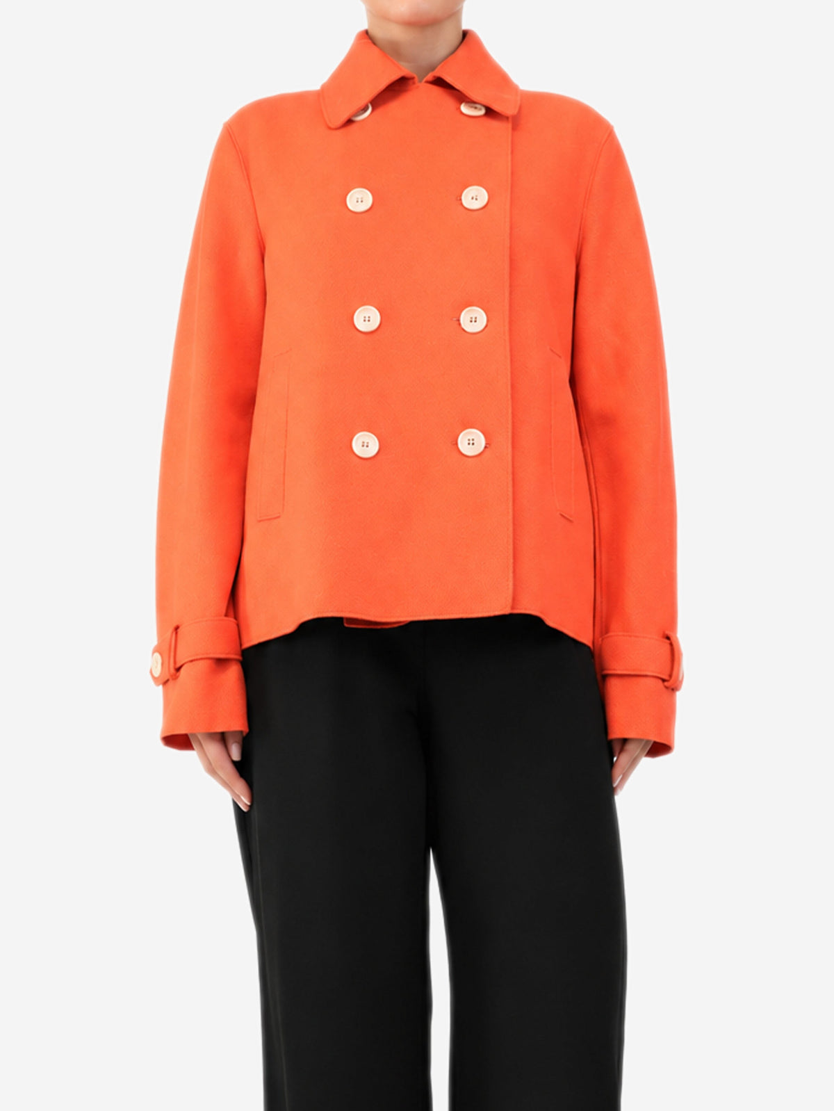 Orange double-breasted jacket - size UK 12 Coats & Jackets Harris Wharf 