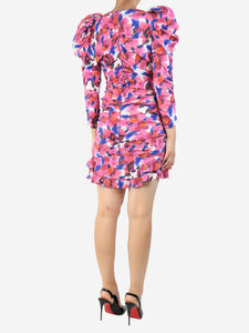 Isabel Marant Pink printed ruched mini dress - size UK 10