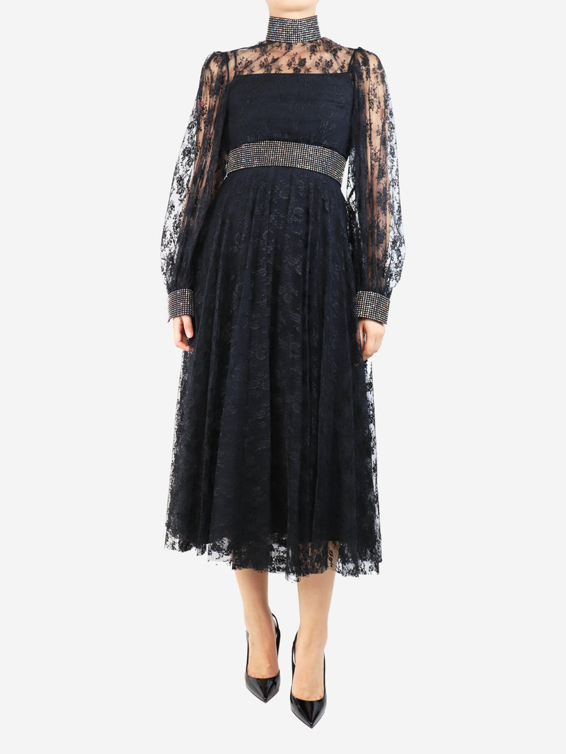 Black embellished floral lace dress - size UK 8 Dresses Christopher Kane 