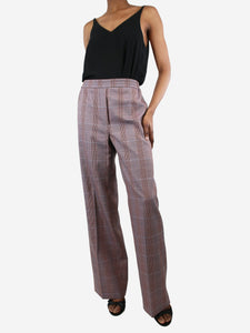 Acne Studios Pink elasticated-waist checked straight-leg trousers - size UK 8