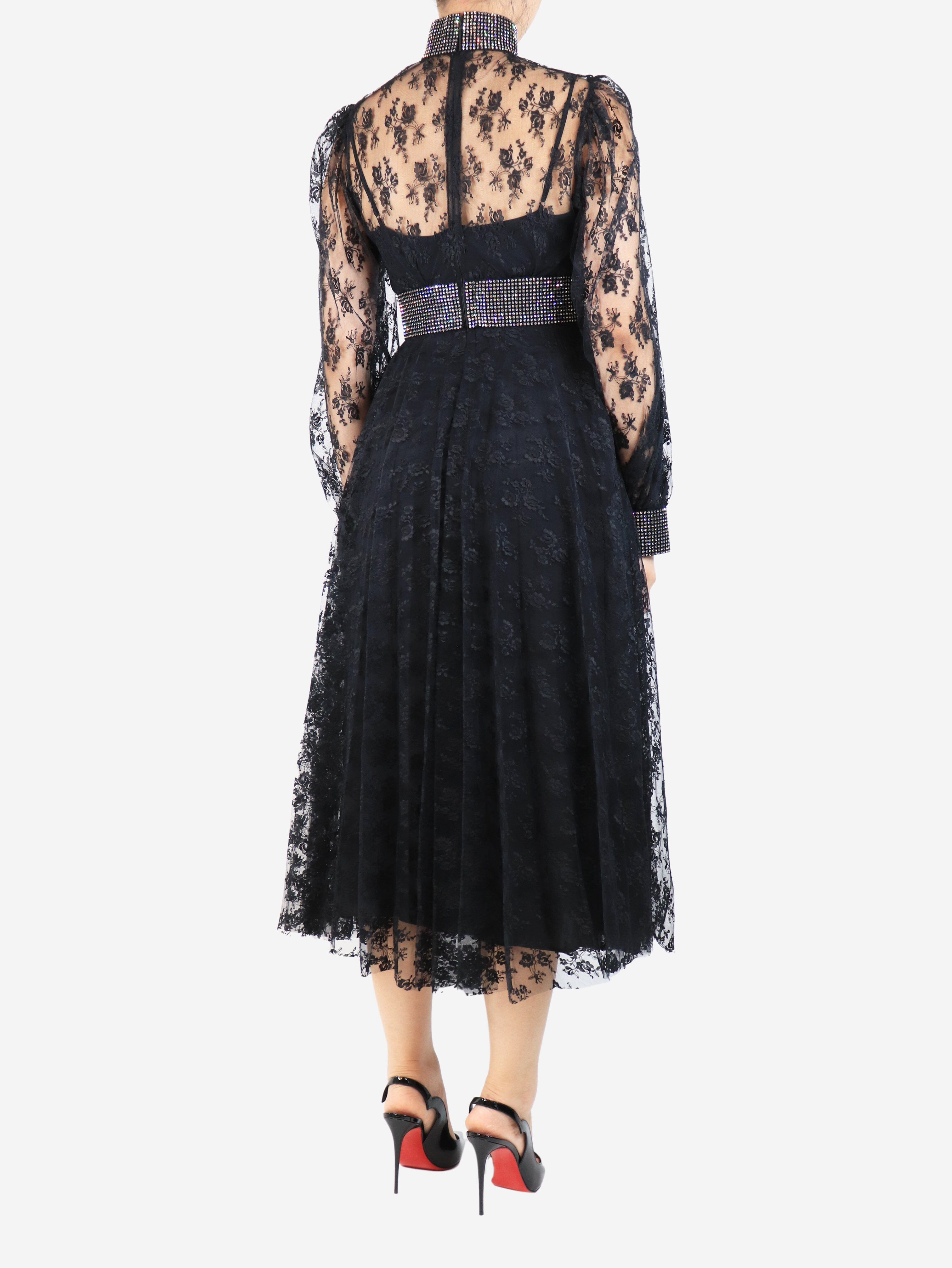 Black embellished floral lace dress - size UK 8 Dresses Christopher Kane 