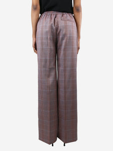 Acne Studios Pink elasticated-waist checked straight-leg trousers - size UK 8