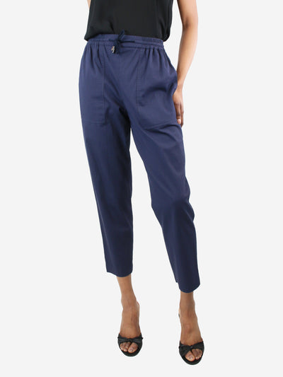 Navy elasticated trousers - size S