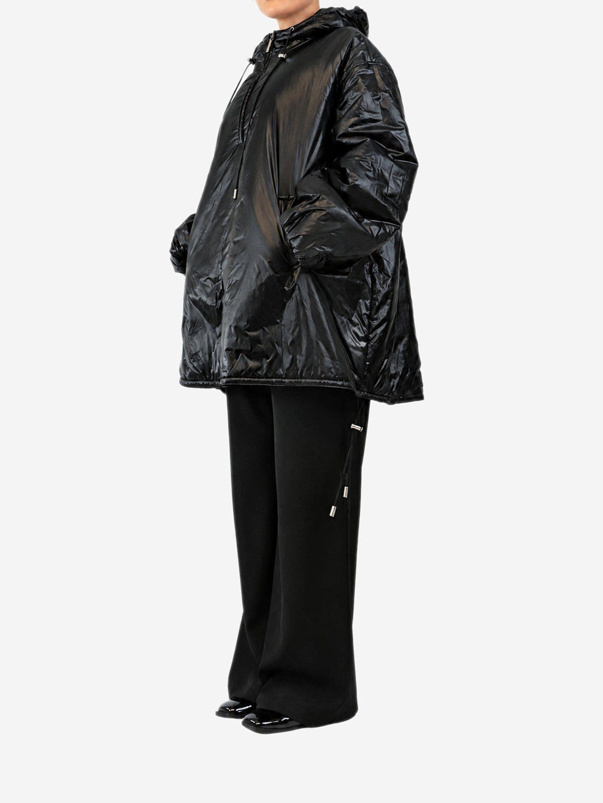 Black nylon hooded puffer anorak - size L Coats & Jackets Saint Laurent 