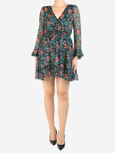 Black floral printed mini dress - size UK 10 Dresses The Kooples 