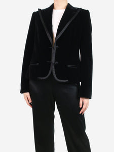 Dolce & Gabbana Black padded shoulder velvet blazer - size UK 14