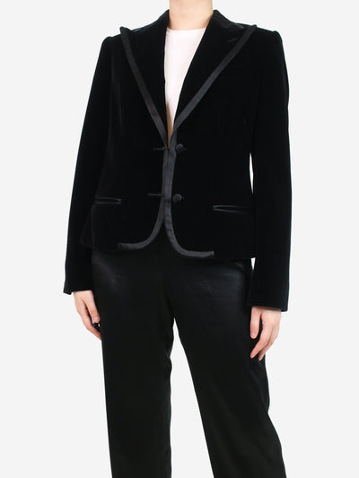 Black padded shoulder velvet blazer - size UK 14 Coats & Jackets Dolce & Gabbana 