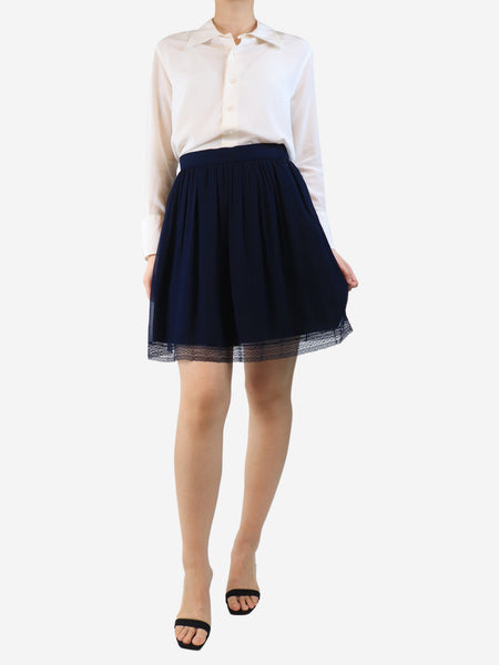 Blue silk chiffon mini skirt - size UK 12 alternate image