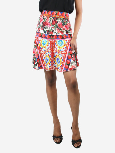 Multicolour silk floral printed skirt - size UK 6 Skirts Dolce & Gabbana 