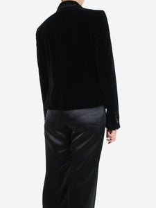 Dolce & Gabbana Black padded shoulder velvet blazer - size UK 14
