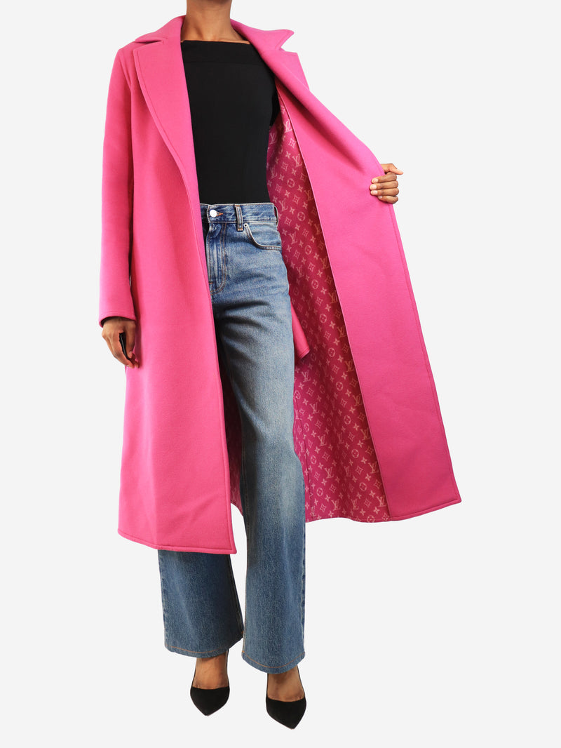 Pink belted wool coat - size S