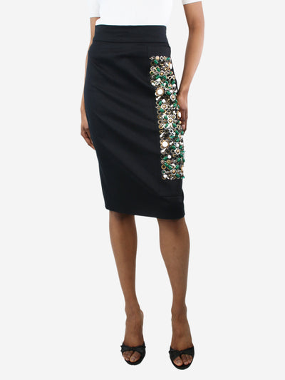 Black bejewelled pencil skirt - size UK 6 Skirts Prada 