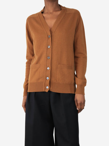 Tan cashmere pocket cardigan - size S product image