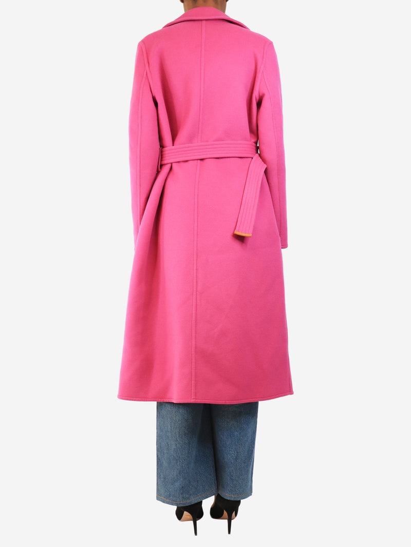 Pink belted wool coat - size S