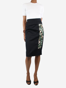 Prada Black bejewelled pencil skirt - size UK 6