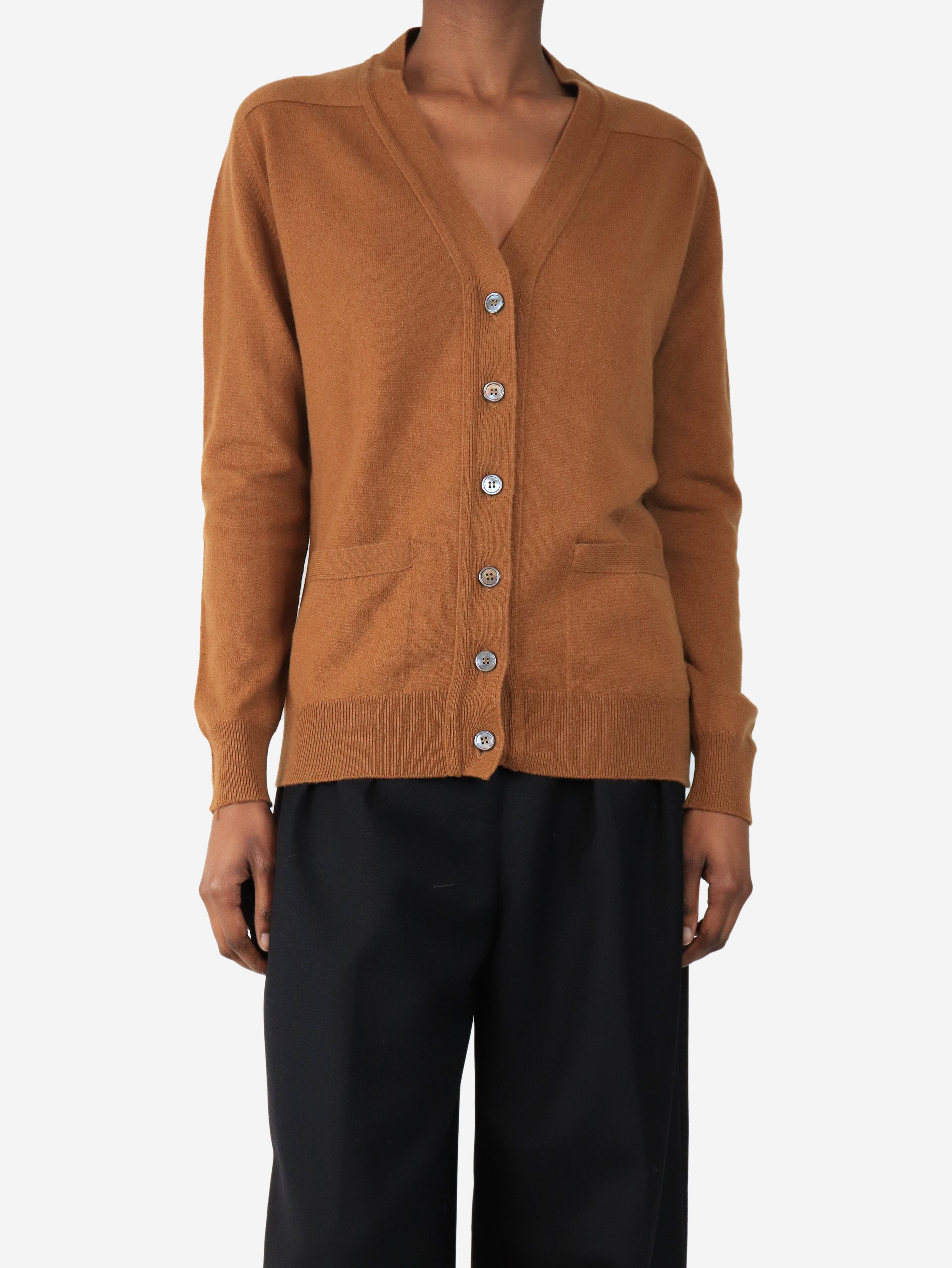 Tan cashmere pocket cardigan - size S Knitwear Crimson 