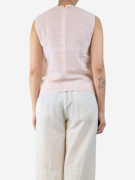Pink sleeveless embroidered top - size UK 10 alternate image