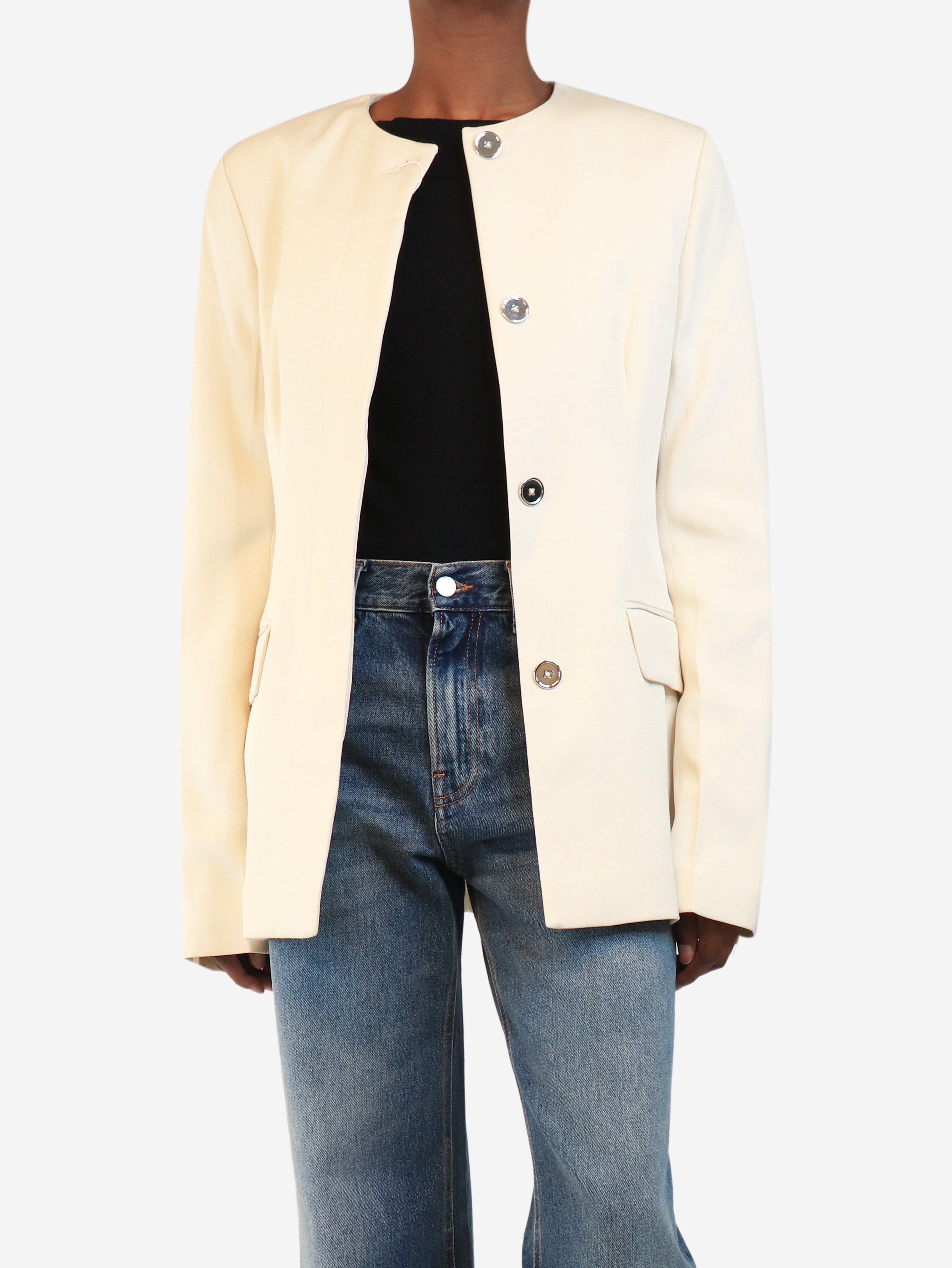 Cream collarless cinched jacket - size UK 6 Coats & Jackets Toteme 