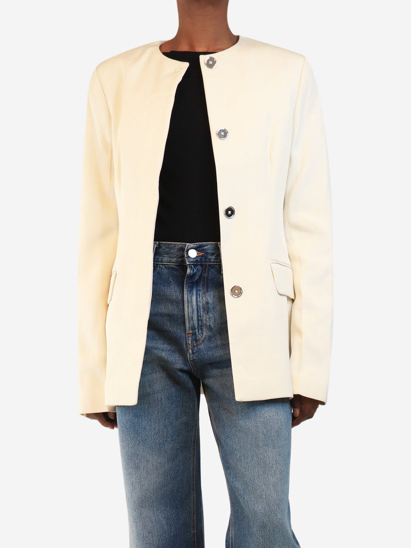 Cream collarless cinched jacket - size UK 6 Coats & Jackets Toteme 