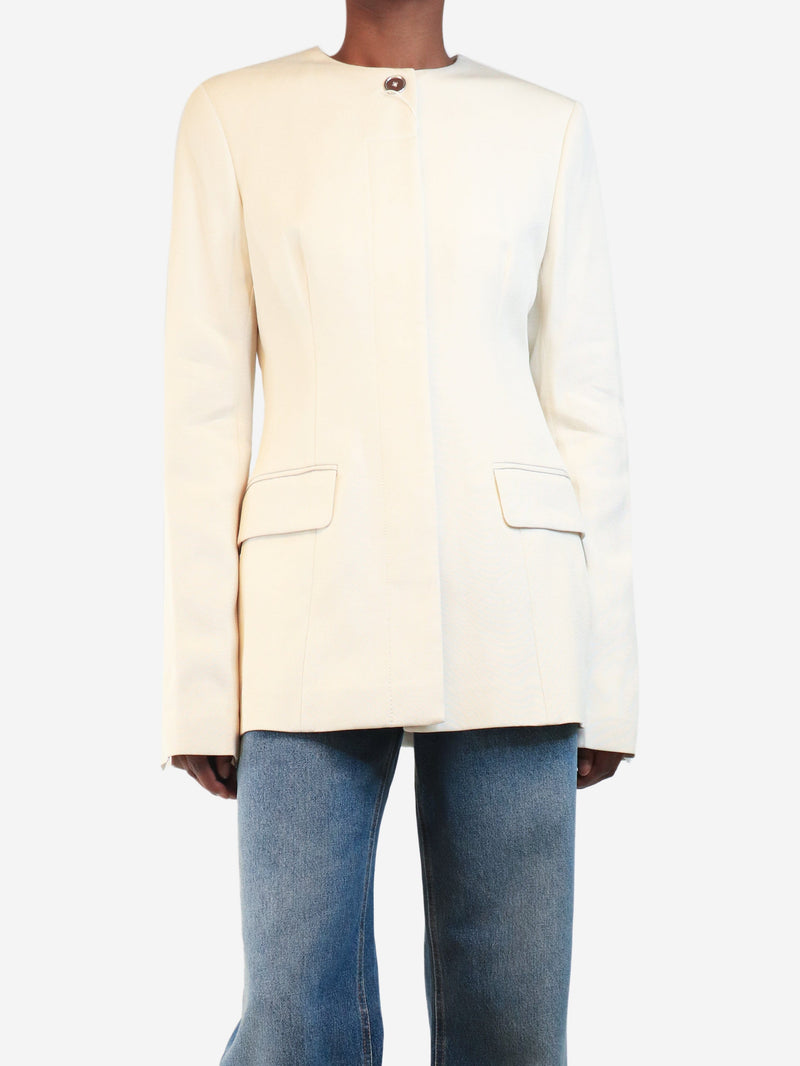 Cream collarless cinched jacket - size UK 6 Coats & Jackets Toteme 