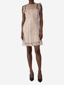 Red Valentino Pink sheer floral mini dress - size UK 8