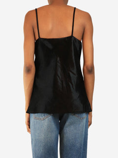 Black velvet cami top - size UK 6