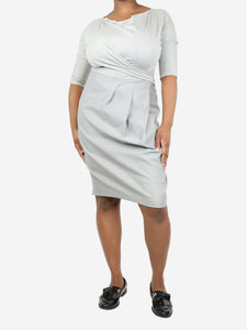 Max Mara Grey jersey boat-neck dress - size UK 14