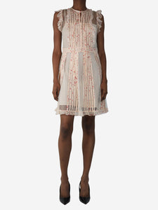 Red Valentino Pink sheer floral mini dress - size UK 8
