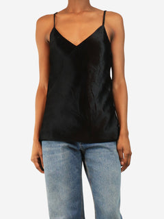 Black velvet cami top - size UK 6