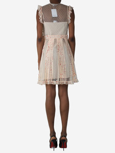Red Valentino Pink sheer floral mini dress - size UK 8