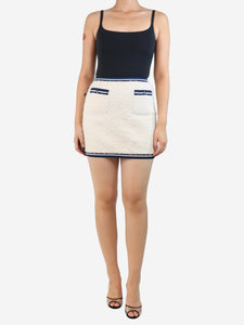 Chanel Cream and navy tweed mini skirt Cambon 31 - size UK 8