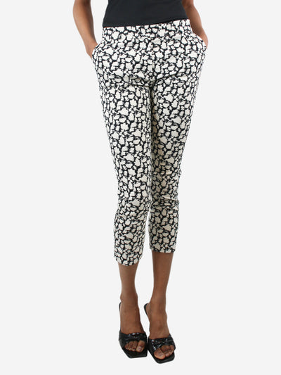 Cream and black abstract jacquard trousers - size UK 6 Trousers Joseph 