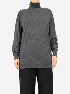 Grey roll-neck knit wool sweater - size L Knitwear Raey 