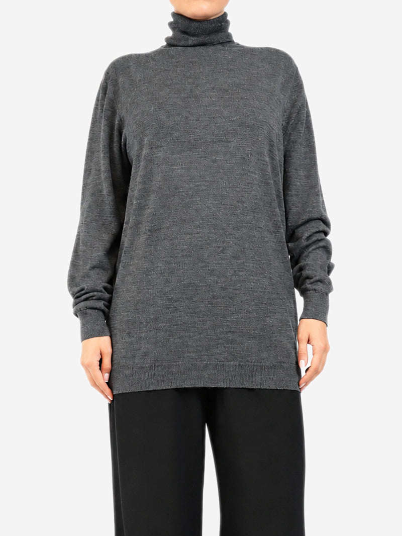 Grey roll-neck knit wool sweater - size L Knitwear Raey 