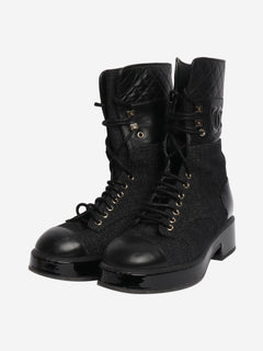 Black contrast-panel biker boots - size EU 38.5 Boots Chanel 