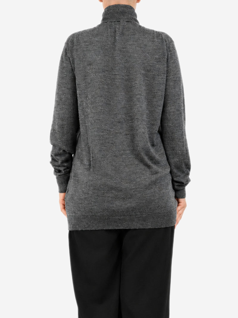 Grey roll-neck knit wool sweater - size L Knitwear Raey 