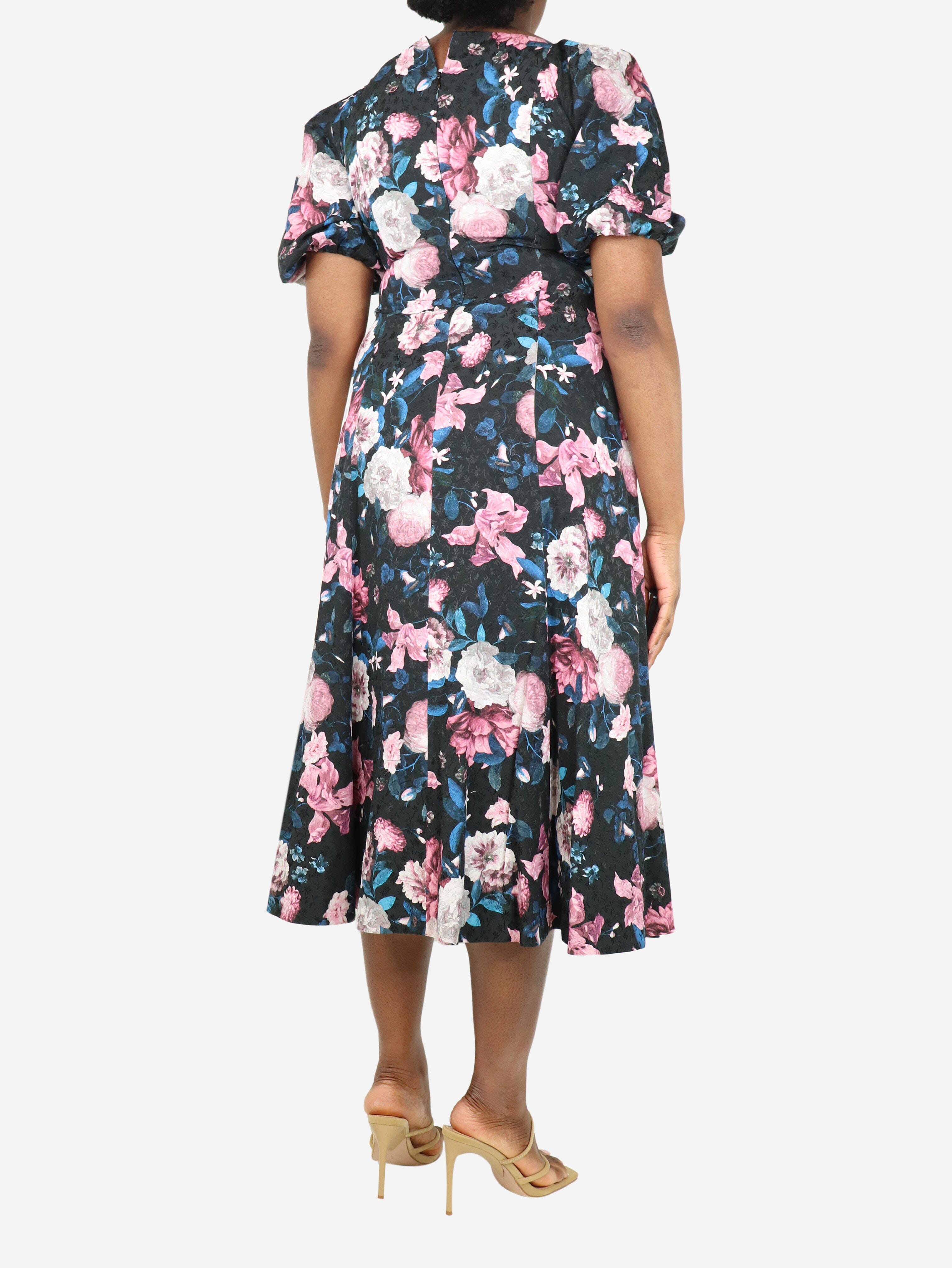 Multi bouquet-print cotton-blend midi dress - size UK 14 Dresses Erdem 