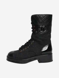 Black contrast-panel biker boots - size EU 38.5 Boots Chanel 