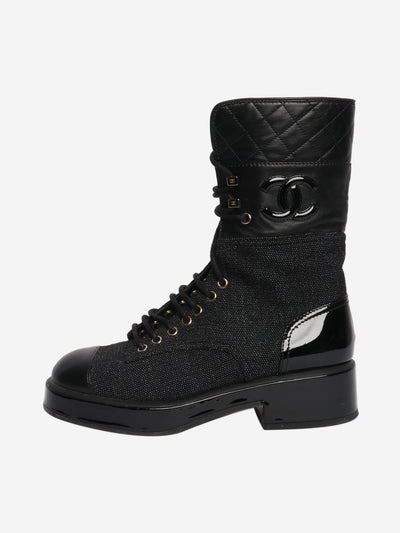 Black contrast-panel biker boots - size EU 38.5 Boots Chanel 