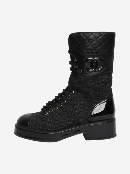 Black contrast-panel biker boots - size EU 38.5 product image