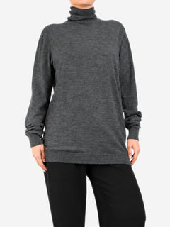 Grey roll-neck knit wool sweater - size L Knitwear Raey 