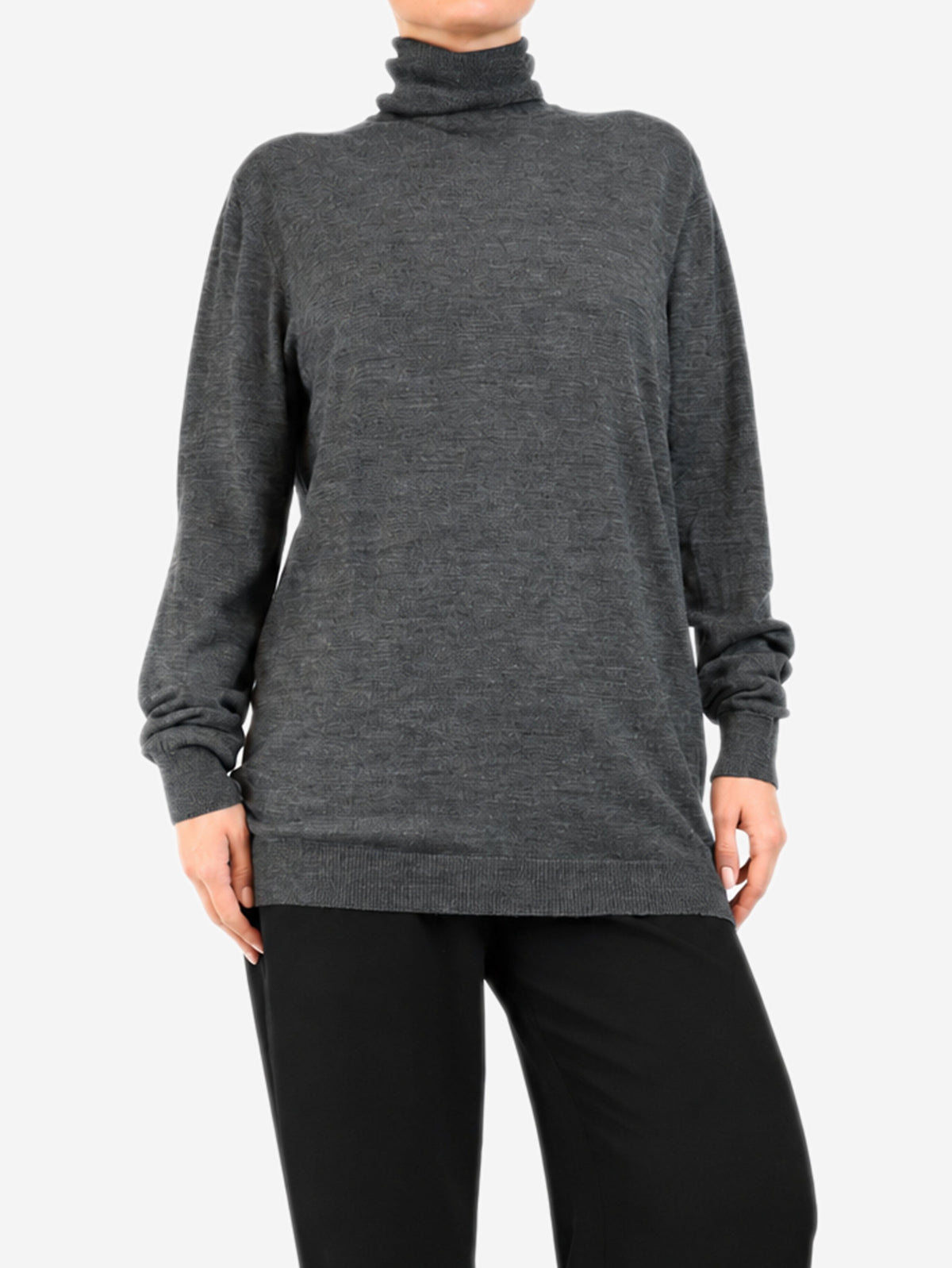 Grey roll-neck knit wool sweater - size L Knitwear Raey 