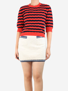 Chanel Red cashmere striped jumper - size UK 16