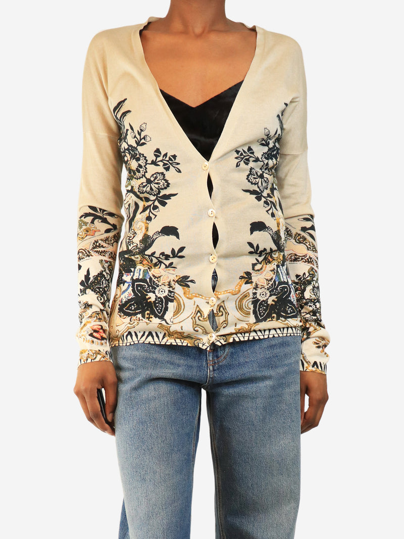 Neutral fine knit cardigan - size XS