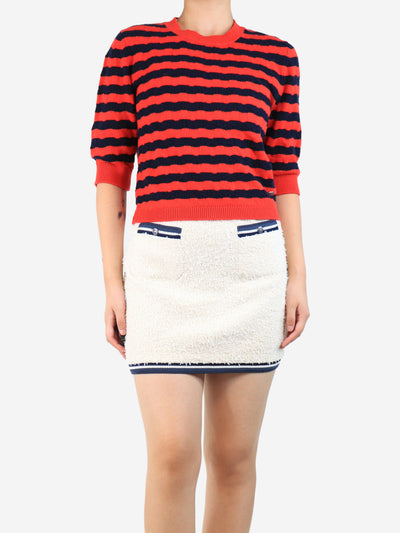 Red cashmere striped jumper - size UK 16 Knitwear Chanel 